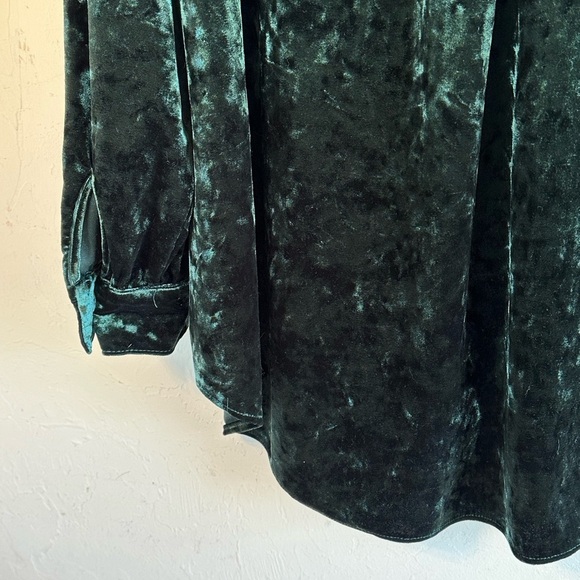 Cupio Dark Green Crushed Velvet Long Sleeve Dressy Button-Up Blouse Sz 3X - Picture 10 of 12